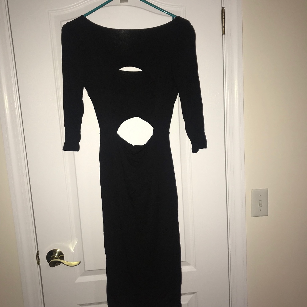 Black Cutout Open Back Dress